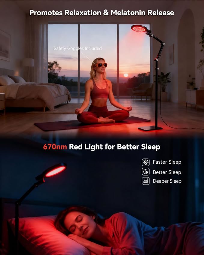 Light Therapy Lamp, 2-in-1 Sunlight & Red Light Therapy Lamp, UV-Free Sun Lamp,Adjustable Brightness & Color Temperature for Reading and Relaxation in Bedroom. (Classic White)