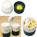 Pill Box, Premium Practical Pill Tablet Medicine Cutter Grinder Crusher Storage Organizer Box Case - White + Army Green