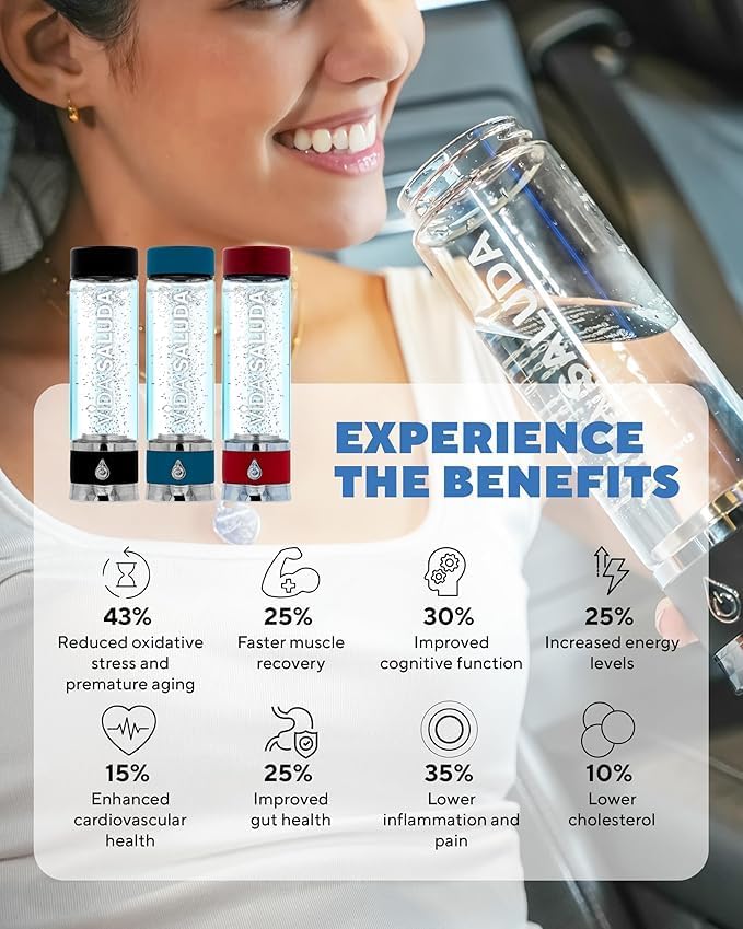 Hydrogen Water Bottle Generator 500ml Portable SPE PEM Hydrogen Rich Water Maker with Titanium Platinum Plates Fast Rechargeable Ionized Water Bottle for Home Travel Gym Hydration - Black