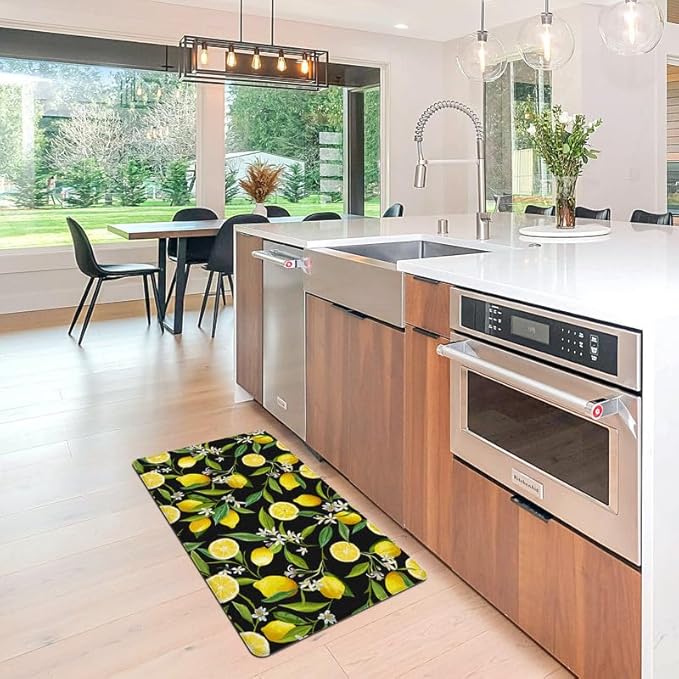 Kitchen Mats Lemon Kitchen mats for Floor Anti Fatigue Mats for Kitchen Floor Cushioned Non Slip Waterproof Standing Mat for Bedroom Office Sink Laundry