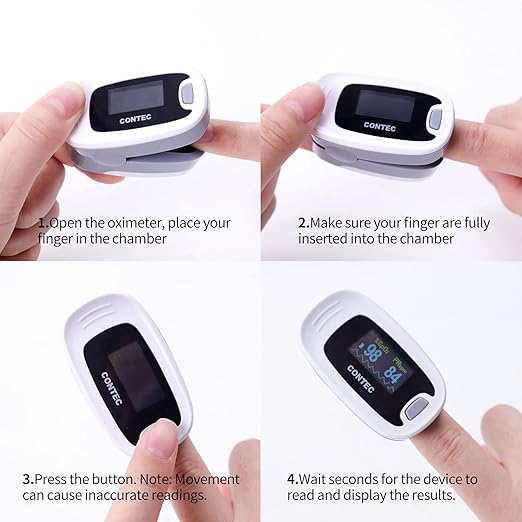 CONTEC CMS50NA Pulse Oximeter Fingertip Blood Oxygen Saturation Monitor SpO2 and PR Value Waveform Blood Oxygen Neck/Wrist Corda, Grey