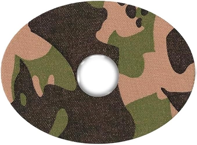 GrifGrips Oval CGM Adhesive Patches — CGM Covers Sensor Patch Overpatch Compatible for Libre 2/3, Guardian 4, Enlite Sensor - Original Adhesive Pack of 15 - Camo