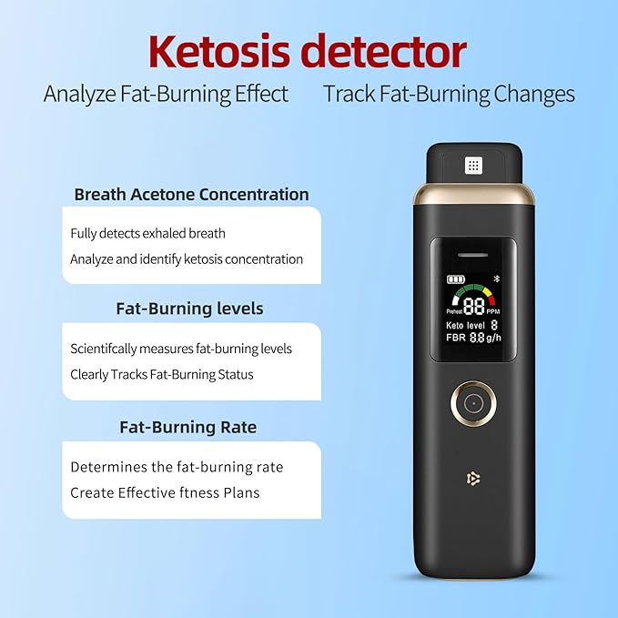 Professional Ketosis Meter for Testing ketosis - Portable Breath Ketone Analyzer High-Accuracy Ketone Breath Meter Home Ketosis Breath Tester for Keto Lifestyle & Fitness Trace