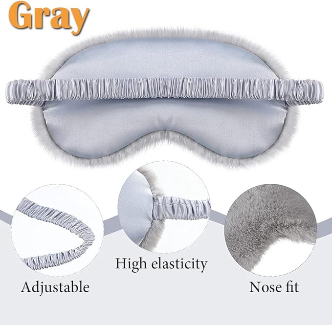 AKOAK 1 Pack Plush Sleep Eye Mask, Soft and Comfortable, Breathable Light Blocking Sleep Protector, Suitable for Adults, Children, Birthday Party Gifts (Gray)