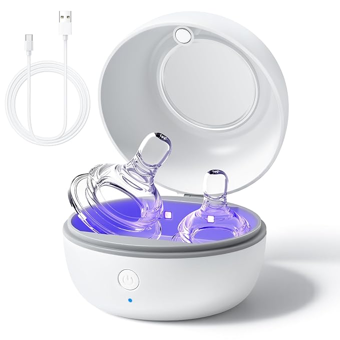 Shmain Portable Pacifier Cleaner & Sterilizer, USB-C Rechargeable Sterilizing Box for Travel – 3-Minute Rapid-Clean Cycle, Baby Pacifier & Bottle Nipple Cleaning Case, Essential for Diaper Bag