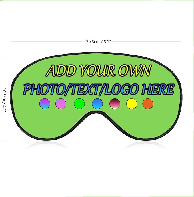 Personalized Eye Mask, Custom Eyeshade Blindfold Add Your Design Image Text Customized Eye Cover with Adjustable Strap for Sleeping Travel Work Naps Blocks Light, Fluorescent Green