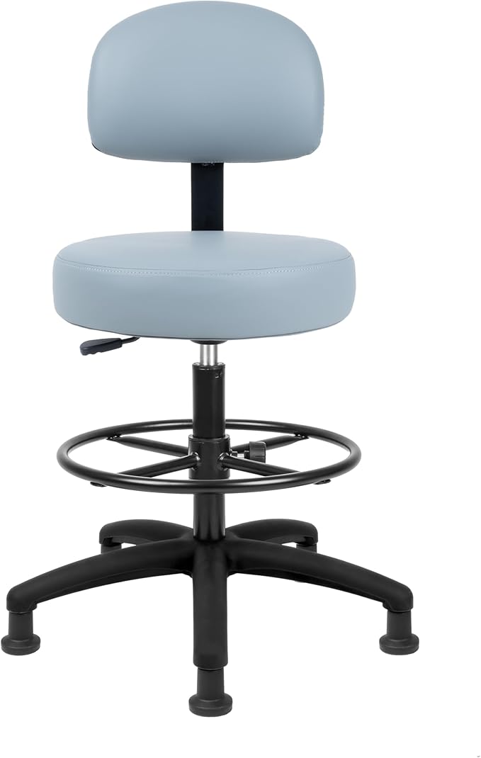 TAKE UR SEAT® Economical Multi-Purpose Medical Spa Drafting Stool with Adjustable seat and Back Height. Advanced Fabric seat Cover is Easy to Clean. Glide (Tall Bench Height Grey)