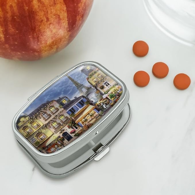 Old Paris France Eiffel Tower Rectangle Pill Case Trinket Gift Box