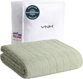 YnM Exclusive Weighted Blanket, Soothing Cotton/Polyester, Smallest Compartments, Bed Blanket for One Person of 190lbs, Ideal for Queen/King Bed (60x80 Inches, 20 Pounds, Avocado/White Reversible)