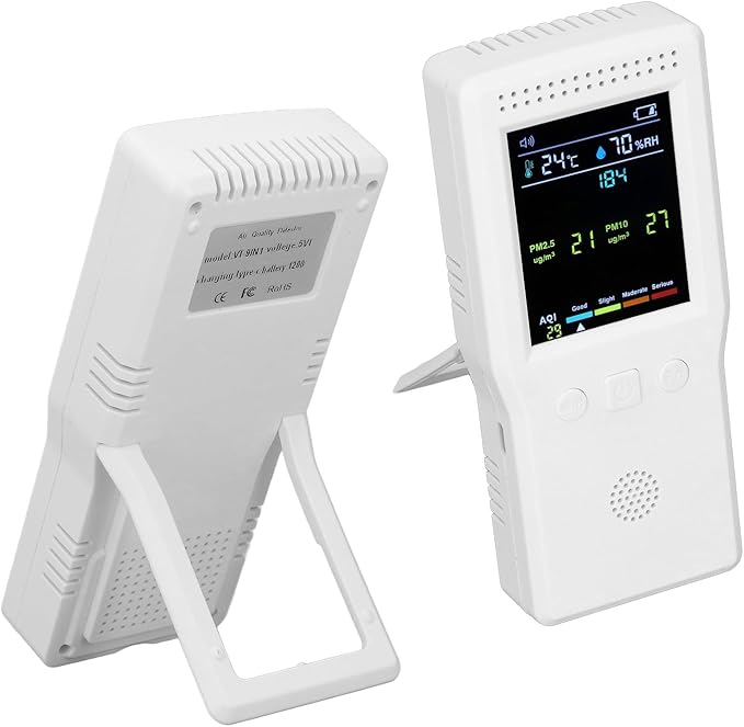9 in 1 Air Quality Monitor, Indoor PM2.5 PM10 TVOC CO CO2 Temperature Humidity Detector, Air Quality Tester Air Pollution Meter for , Rooms, Offices, Grow Tents