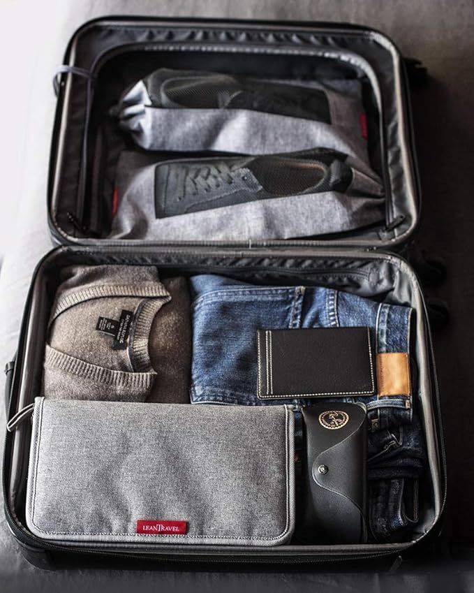 LeanTravel Pill Case Organizer for Travel with Passport Wallet, Color Grey, Size Extra Large for 7 to 28 Day Travel