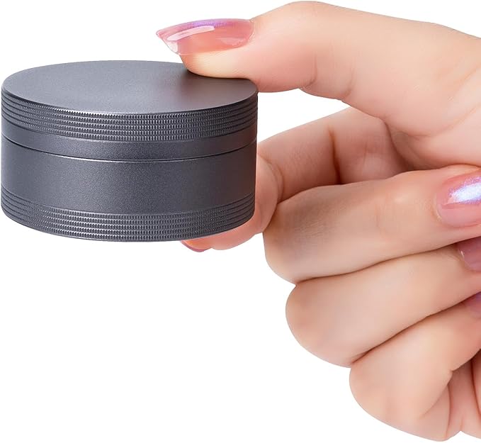 Daily Metal Pill Box Pill Case - Single Waterproof Travel Pill Container Round Aluminum Alloy Storage Medicine Organizer Multitool EDC Every Day for Vitamin, Fish Oil Gray Medium Size