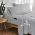 Degrees of Comfort Coolmax® Cooling Bed Sheets Queen Size with 18" Extra Deep Pocket, Moisture Wicking Cold Sheet Set for Hot Sleepers and Night Sweats, Cozy for All Seasons, Light Grey 4 Pieces