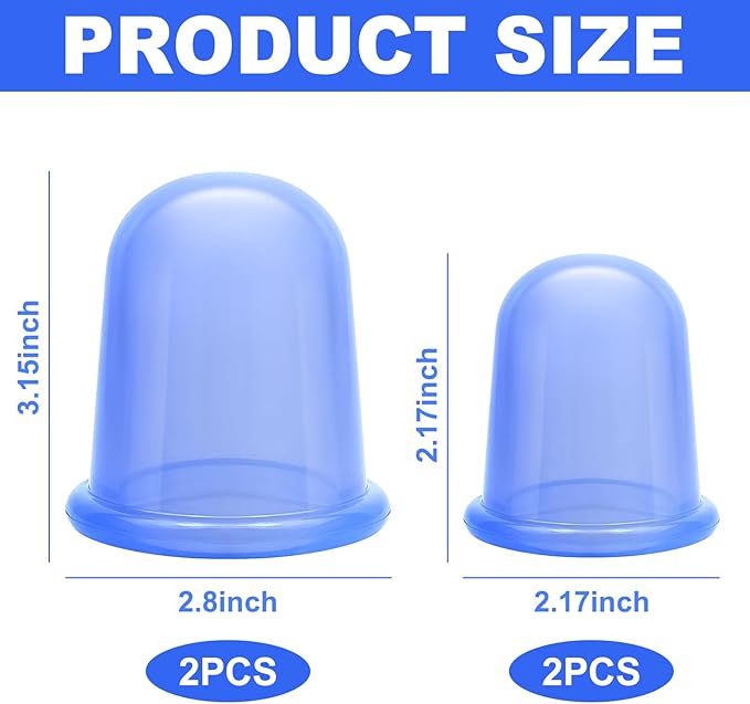 Silicone Cups for Cupping Therapy Included 4 Pcs Cups and 1 Pc Bag,Cupping Kit for Massage Therapy,Cellulite Reduction Vacuum Cup(Blue)