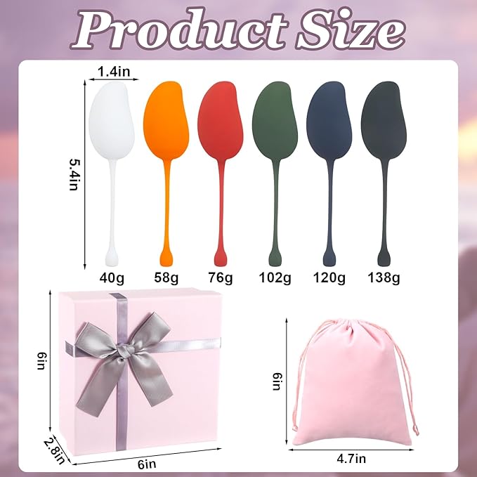 Geiserailie 6 Pcs Pelvic Floor Exercise Trainer Pelvic Floor Muscle Strengthening Weights 6 Different Weights Tightening Strengthen Bladder Training Kit for Women Beginners Advanced
