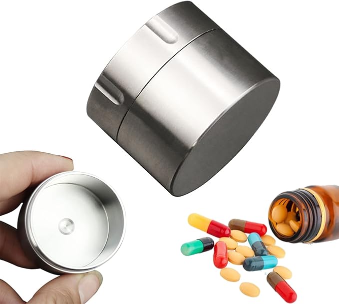 Titanium Pill Container Large, Waterproof Pill Case, Daily Pill Organizer Portable Travel Pill Box, Compact Bpa Free Metal Medicine Organizer, Outdoor EDC Sealed Bottle for Pocket Purse Handbag