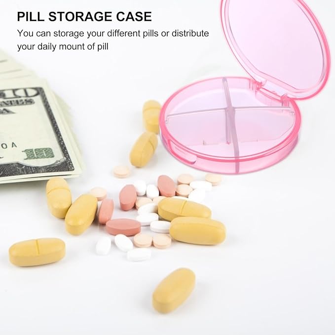 Portable Medicine Box 4 Compartments Travel Pill Organizer Small Storage Case for Medication Jewelry Daily Use at Home Office