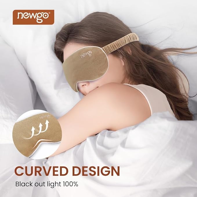 NEWGO Microwave Heated Eye Mask Soothing Relief for Dry Eyes, Heat Therapy Eye Warm Compress with Removable Cover for Stye, Blepharitis, Relaxation or Gift Choice - Brown