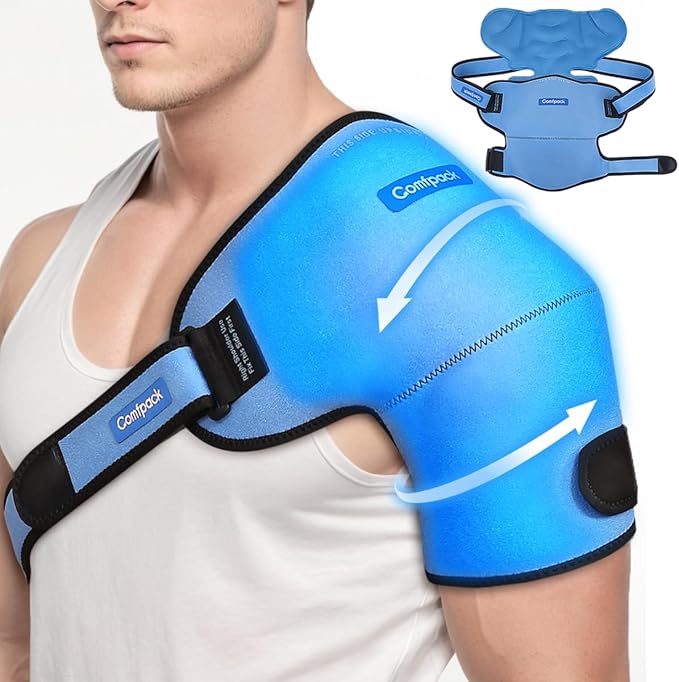 3D XL Shoulder Ice Pack Wrap, Shoulder Brace with Ice Pack Hot Cold Therapy for Sports Injuries, Bursitis, Tendinitis, Surgery Recovery, Rotator Cuff Arm Pain Relief