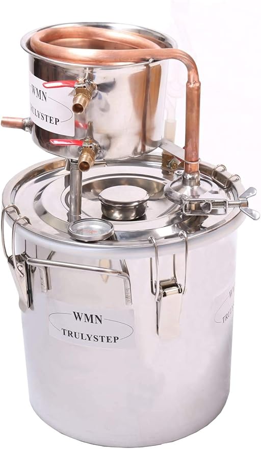 2 Pots Stainless Steel Still 8Gal/30Liters Water Alcohol Distiller Home Brew Kit Wine Making Supplies for DIY Brandy Whisky Vodka Distilled Water, Silver