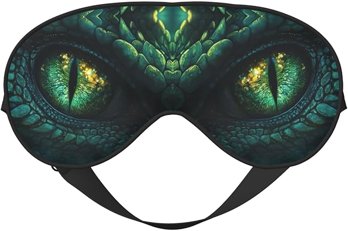 Abstract Green Dinosaur Eyes Sleep Mask Eye Mask with Adjustable Strap Eye Sleep Shade Cover Blocks Light for Women Men Airplane Travel Nap