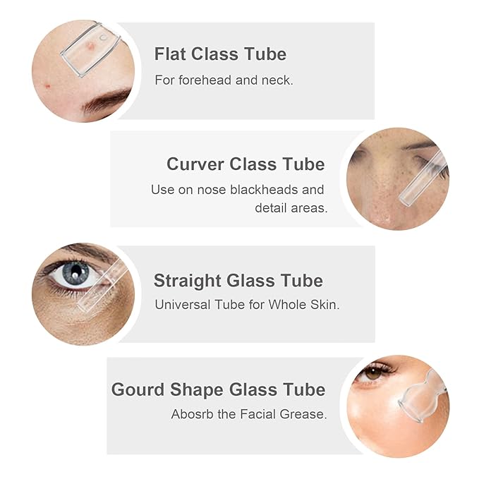 Elitzia Four Types of Acne Blackhead Absorbing Glass Tube Types Multiple Use Electrotherapy Beauty Machine Accessories 10/Set of The Same Type ETD215SA (Curved)