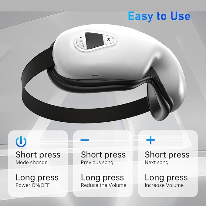 Eye Massager With Heat and Music. Heated Eye Massage for Migraines.Father's Day Birthday Gifts for Mom Dad Women Men Her Him.Eye Mask Massage.Face Massager Mask