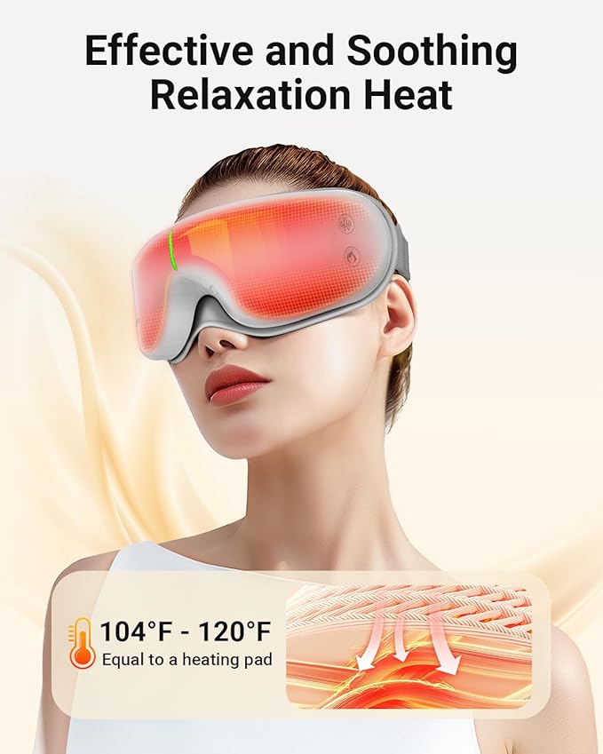 Comfytemp Eye Massager with Heat, Birthday Gifts for Mom Wife Women Men Dad, FSA HSA Eligible Smart Heated Mask Massager with Music for Migraine, Eyes Fatigue, Puffiness, and Dryness Relief
