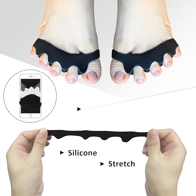 SUNFATT Toe Separators for Women ang Men,Toe Spacers for Women,Relieves Overlapping Toes,Bunions Corrector and Hammer Toe Pain,Gel Toe Spreader Separates and Relaxes Toes.2 Pcs