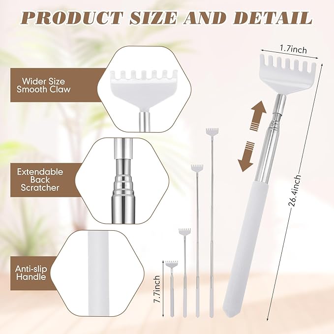 Hoolerry 24 Sets Massage Gifts Head Massager Back Scratcher Fingers Head Scratcher Manual Scalp Massager Valentine's Day for Body Home Office Spa Stress Relief Relaxation Women Men(Black, White)