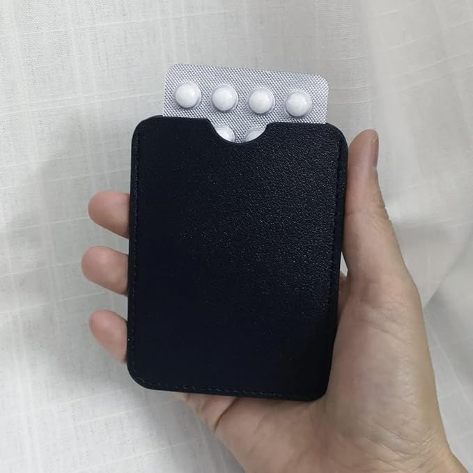 Birth Control Pill Case Holder Credit Card Sleeve Slim Wallet (Black)