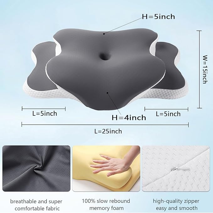 Ergo Pillow for Sleep Apnea, Neck Pain, and Snoring Relief | Cervical Neck Pillow for Side Sleepers | Orthopedic Memory Foam with Ergonomic Support