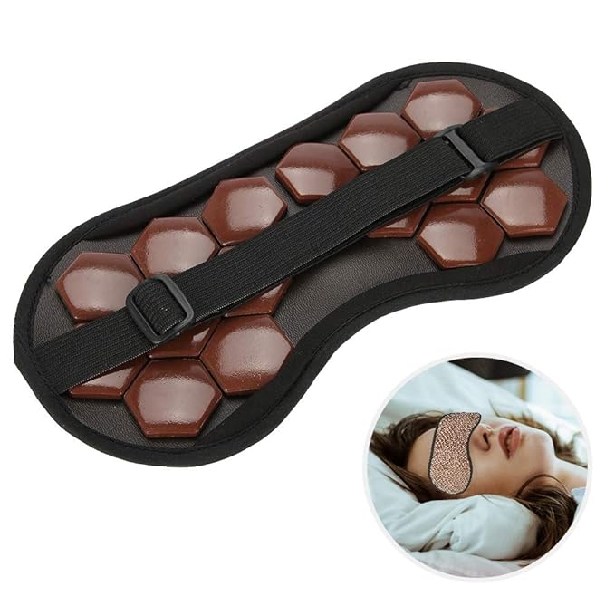 Magnetic Sleeping Eye Mask, Soft Adjustable Jade Stones Eye Masks Patch Magnet Therapy Eyeshade Eye Cover Masks for Women Men Sleeping Travel Naps, Home, Hotel (Red)