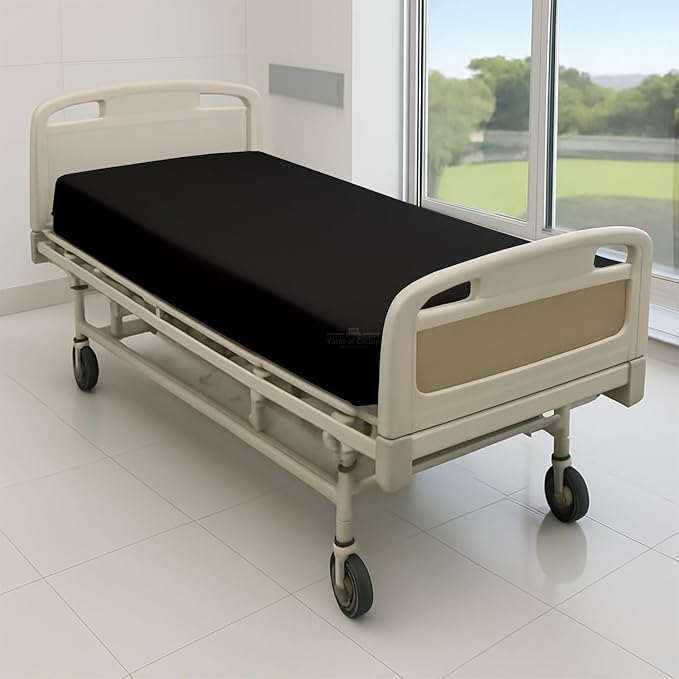 6 Pack Fitted Hospital Bed Sheets - Soft Microfiber Hospital Fitted Sheet - Hospital Bed Fitted Sheets (Black, 36" x 84" x 12")
