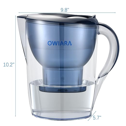 Alkaline Water Filter Pitcher with Filter, 14 Cup Digital Display Water Purifier Pitcher in BPA Free for Quick Clear Chlorine, Fluoride, Heavy Metals, Odor, Bad Taste