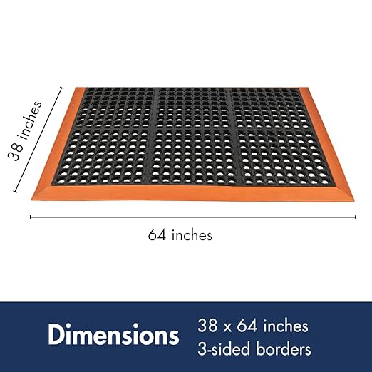 NoTrax Safety Stance Rubber Non Slip Drainage Mat - Yellow/Black 38" x 64" Heavy-Duty Anti Fatigue Mats with 3 Sided Beveled Edges and Ergonomic Support - 549S3864YB