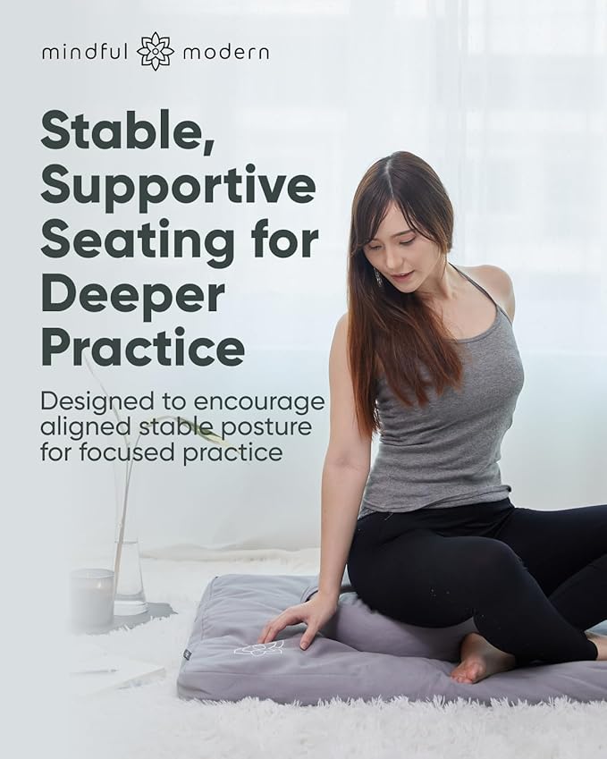 Mindful & Modern Zabuton Meditation Mat - Cotton Filled Yoga and Meditation Pad - Zabuton Meditation Cushion for Kneeling and Sitting Support - Large Rectangular Sitting Floor Pillow for Bench or Zafu
