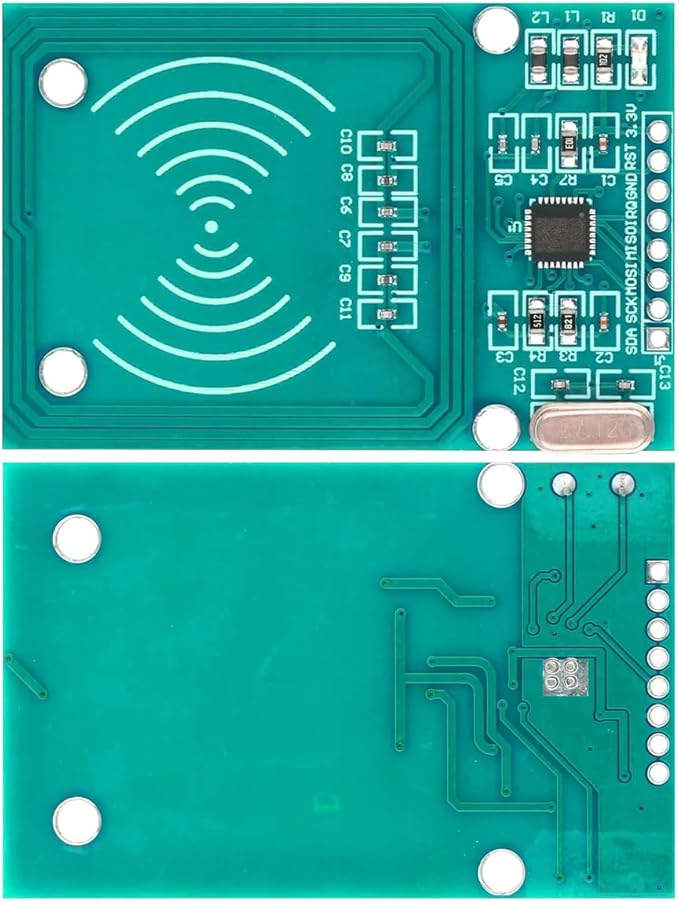 3pcs RFID Kit: Mifare RC522 RF IC Card Sensor Module with S50 Blank Cards and Keychains, Compatible with Arduino and Raspberry Pi