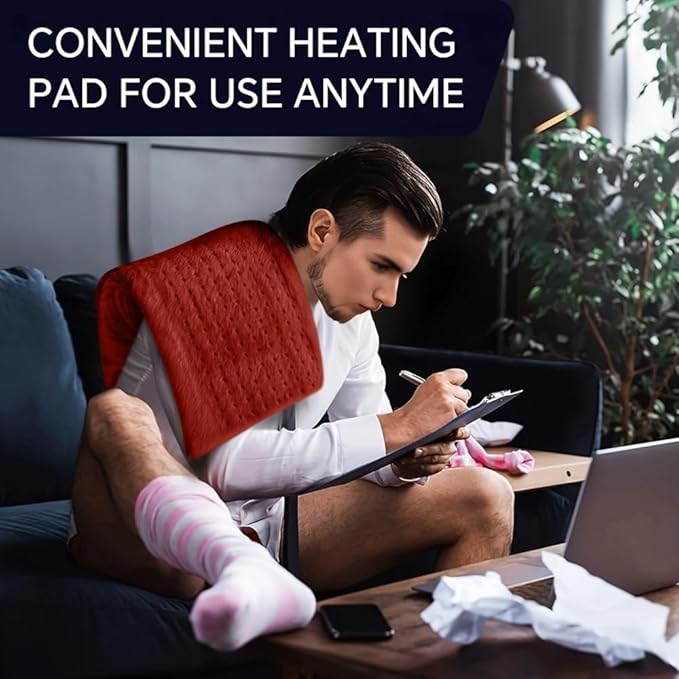 Heating Pad,Electric Heating Pads for Back,Neck,Abdomen,Moist Heating Pad for Shoulder,Knee,Arms,Legs,Dry/Moist Heat & Auto Shut Off,Birthday Gifts for Men and Women, 24x12 Inch (Red)