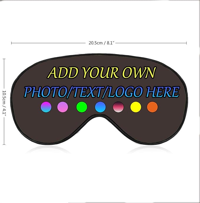 Personalized Eye Mask, Custom Eyeshade Blindfold Add Your Design Image Text Customized Eye Cover with Adjustable Strap for Sleeping Travel Work Naps Blocks Light, Taupe