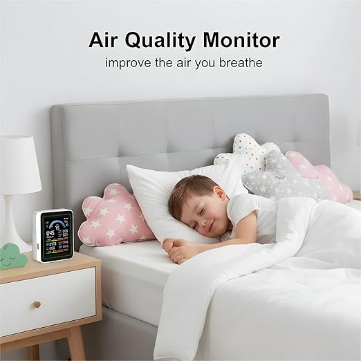 10 in 1 Smart Air Quality Monitor Indoor,Carbon Monoxide Monitoring,Co2 Detector,Professional Air Quality Test Kit with CO2 | CO | TVOC | HCHO | Temp | AQI | PM2.5 | PM0.3 | PM10