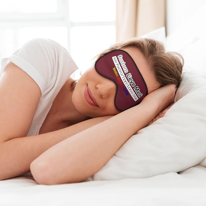 Custom Eye Mask,Add Your Image Text Personalized Sleep Shade Soft Blindfold Eyemask Blackout Eye Cover with Adjustable Strap for Sleep,Travel,Nap Garnett