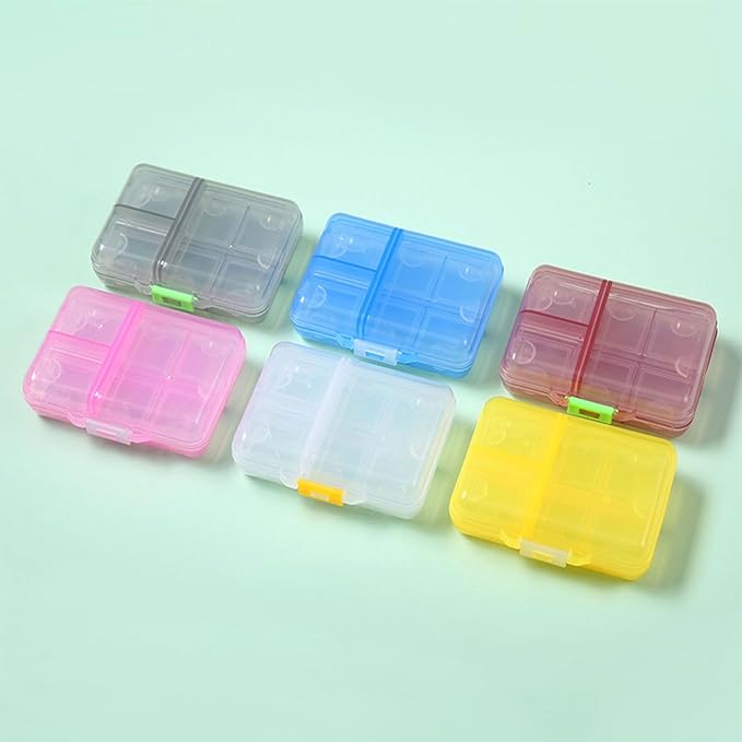 Large Travel Pill Organizer Box, Daily Medicine Dispenser, 9 Compartment Weekly Supplement Holder Pill Reminder, Double Seal Portable Vitamin Fish Oil Capsule Container, Transparent