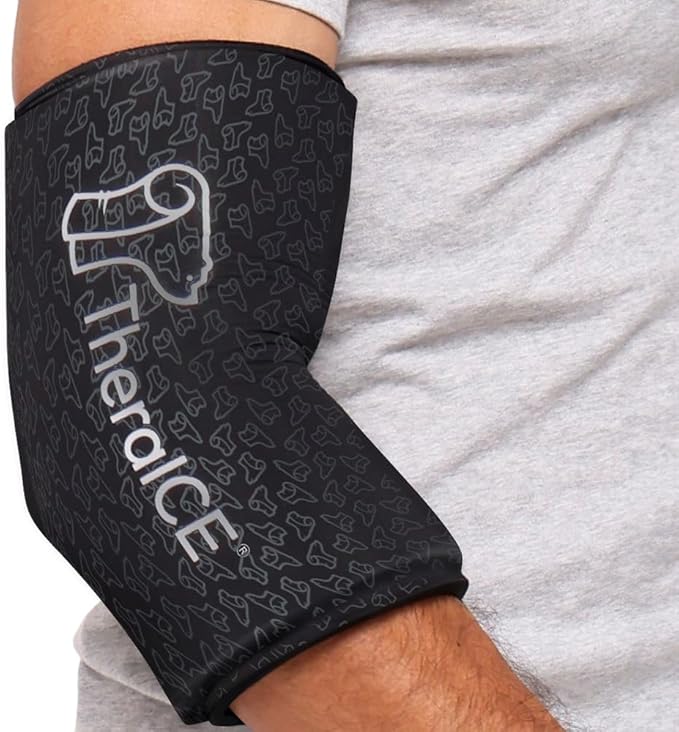 TheraICE Elbow Ice Pack Compression Sleeve for Injuries | Reusable Arm Gel Cold Pack Wrap | Tennis Elbow & Golfers | Calf Tendinitis Pain Relief | Shin Splints | FocusZone Extra Cooling | Women & Men