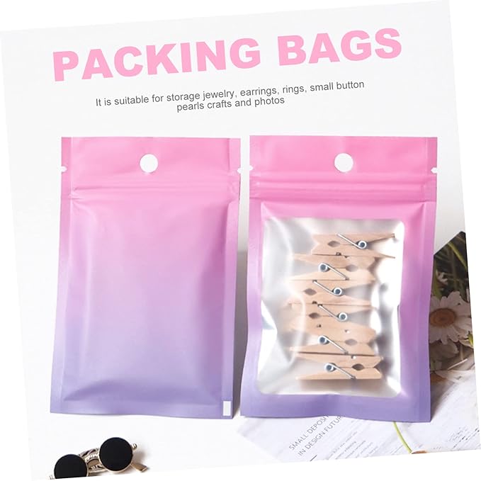 minkissy 100pcs Jewelry Pouches Small Sealing Bags Compact Storage for Jewelry Accessories Reusable Portable Sealing Pouches Drawstring