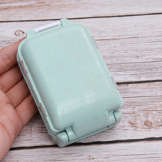 Cabilock Portable Medicine Box 2-Pack Foldable 3-Layer Pill Organizer with 8 Compartments Compact Travel Case for Daily Medication Vitamins and Supplements Storage