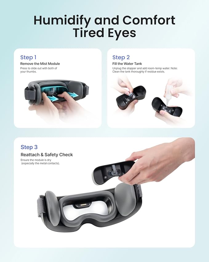 RENPHO Eye Massager with Mist & Temple Massage, Birthday Gifts for Women Men Mom Her,FSA Eligible HSA Temple Massager for Migraines,Head Circumferences 21.7in to 27.5in Eyeris Caligo