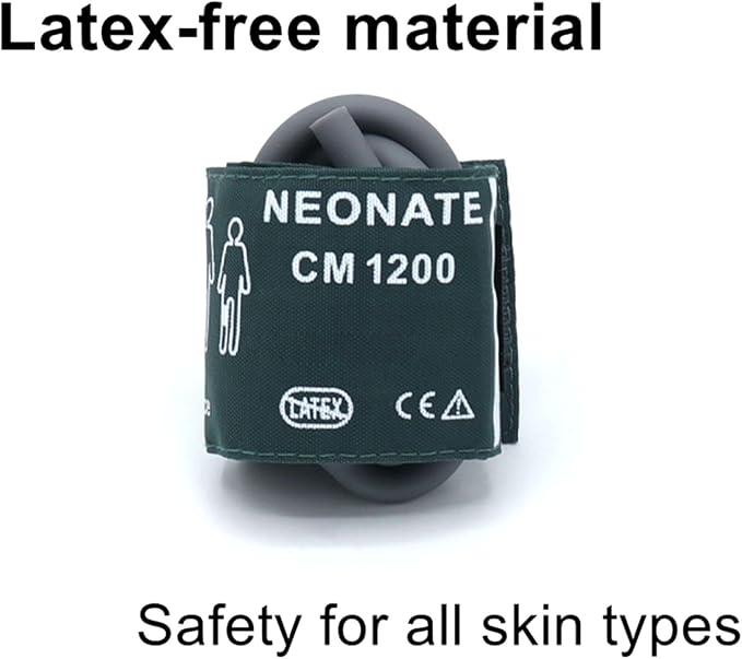 Universal NIBP Cuff with BP12 Connector for Neonate, 6-11 cm Reusable Single Tube Nylon Replacement BP Cuff with Inner Airbag for Blood Pressure Monitor Machine