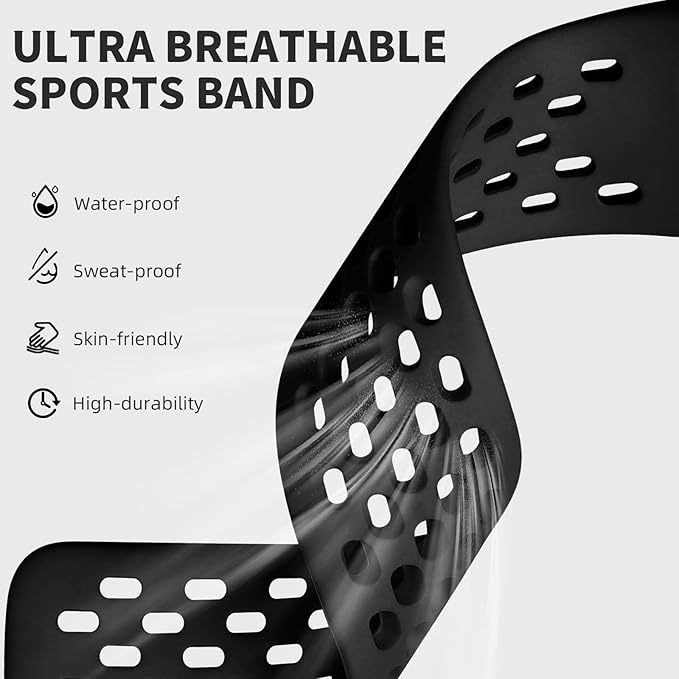 Getino Compatible with Fitbit Charge 6 Bands/Charge 5 Bands for Women Men, Soft Breathable Replacement Sport Strap Adjustable Wristbands for Fitbit Charge 6/ Charge 5 Advanced Fitness Tracker, Black