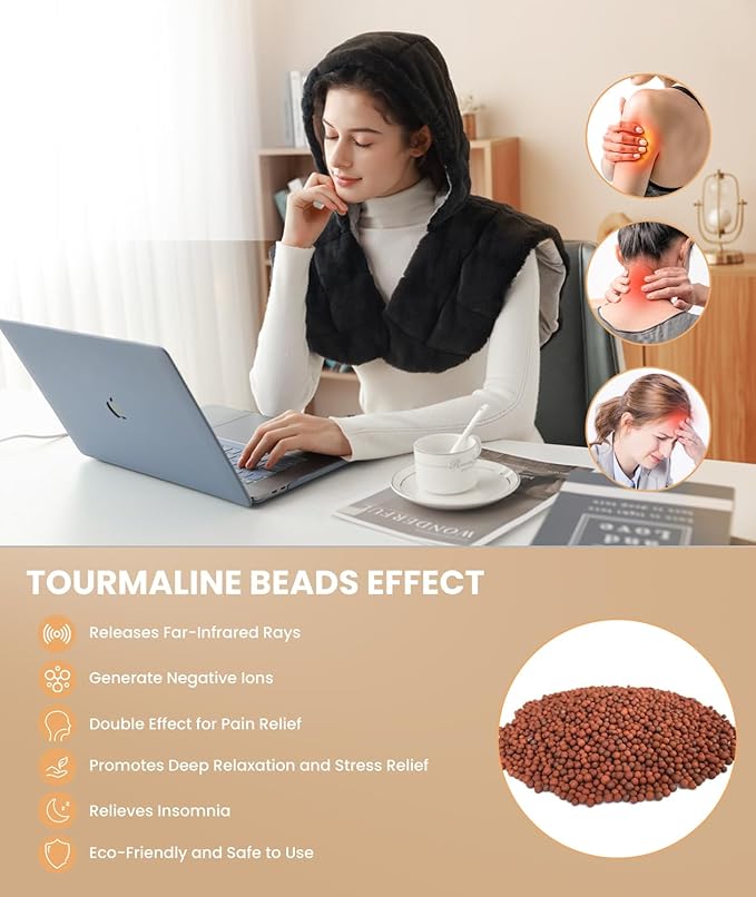 Weighted Hooded Heating Pad for Neck and Shoulders, Extra Large Electric Heat Pad for Deeper Pain Relief, 24"x 20", 6 Heat Settings, Memory Function, 2H Auto-Off, 4lb Weighted, Gifts for Women Men